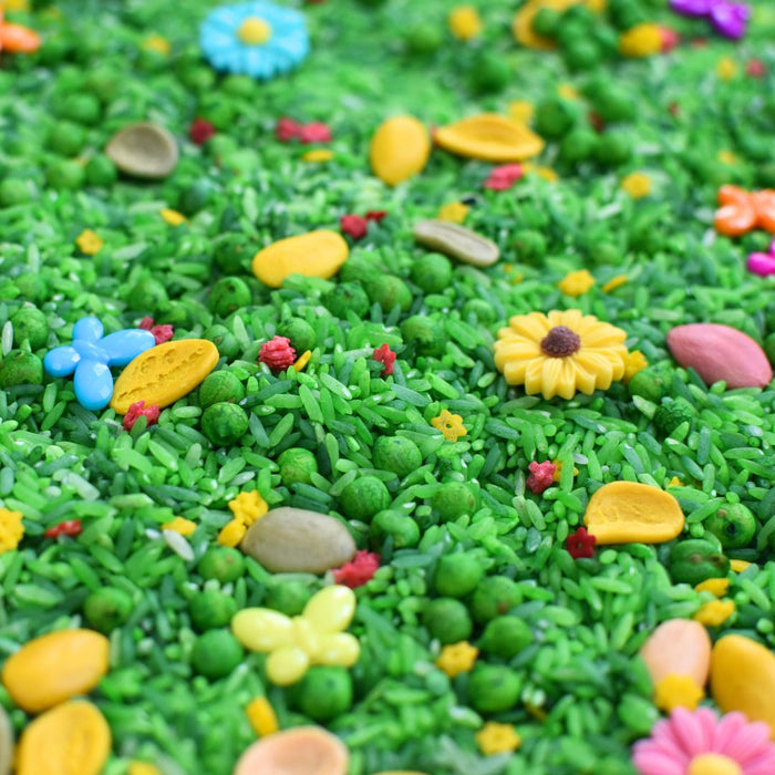 Thema Lente speelbak met bloemen, dieren en voorjaar