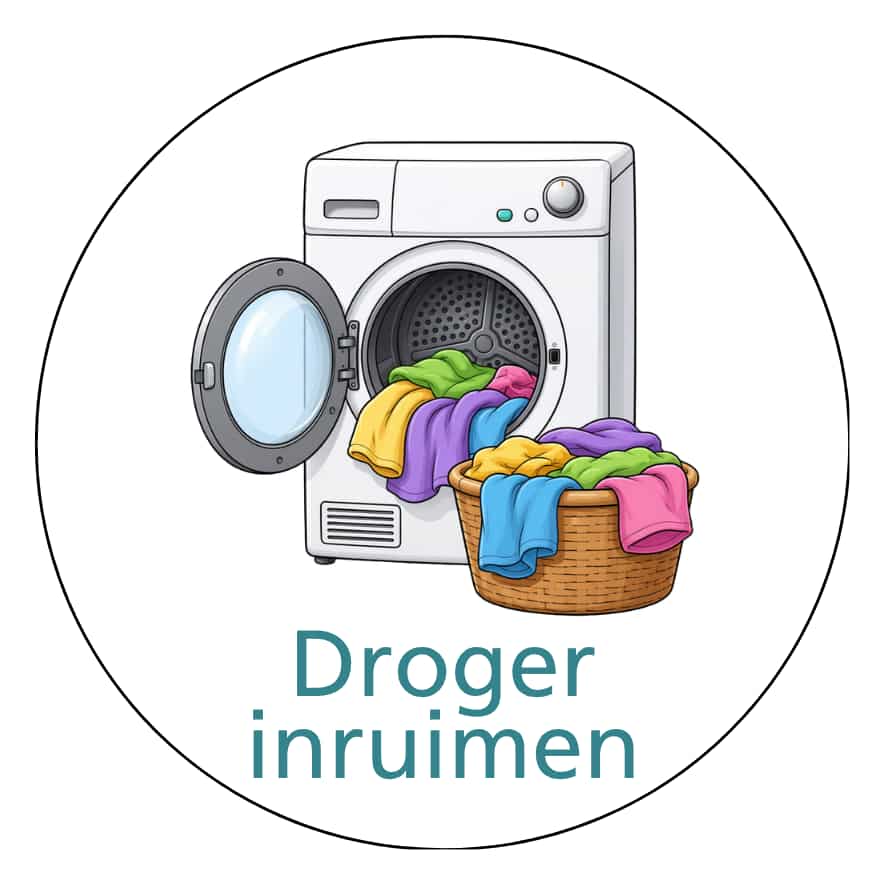 Magnetisch pictogram Droger inruimen en Droger leegmaken