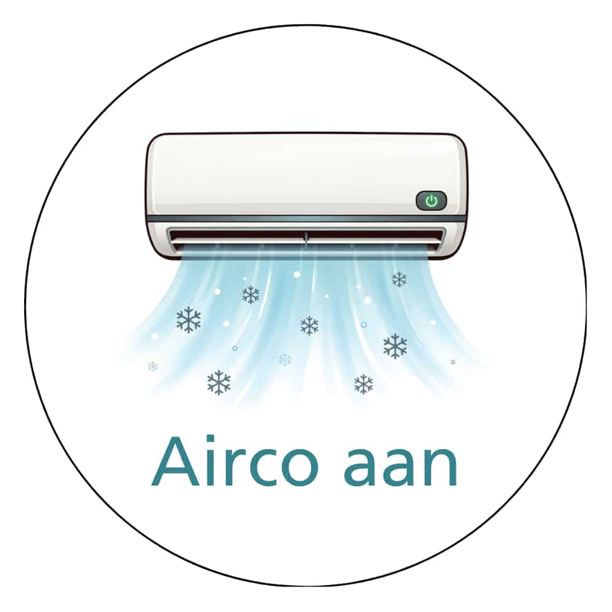 Magnetisch pictogram Airco aan en Airco uit