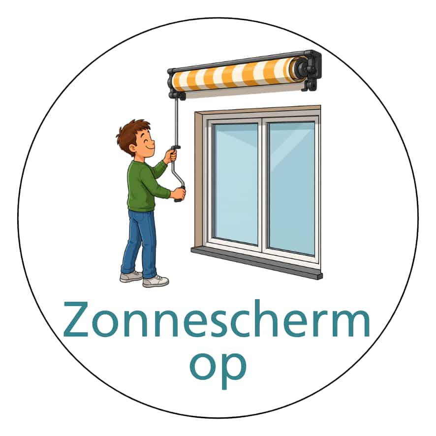 Magnetisch pictogram Zonnescherm op en Zonnescherm Neer