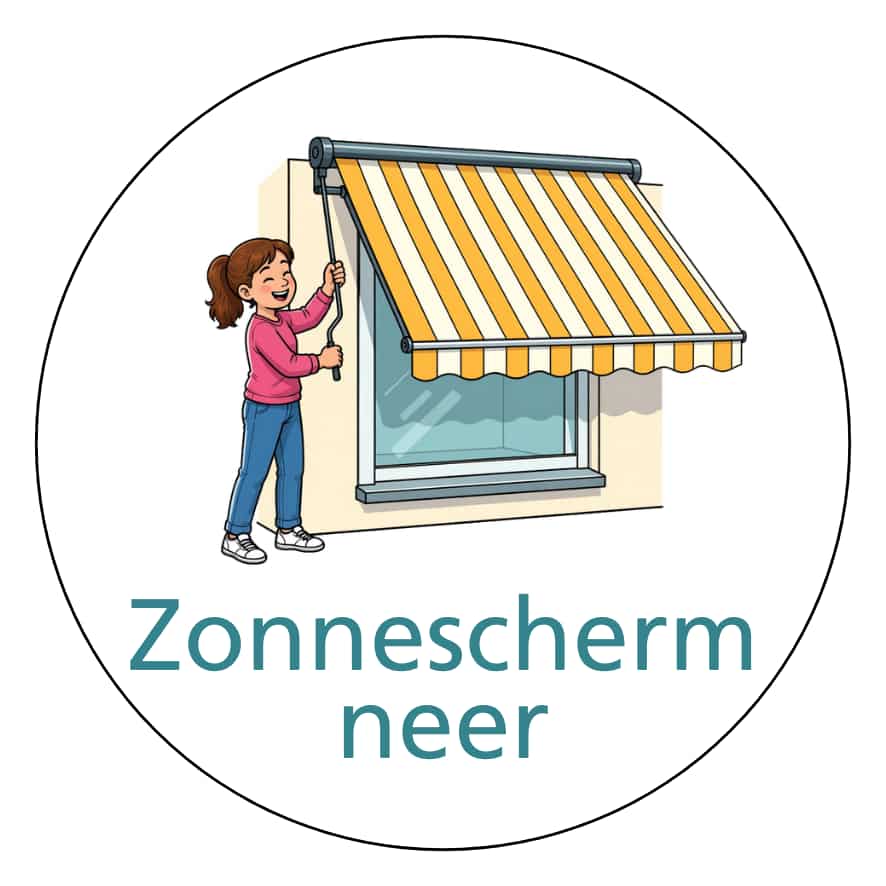 Magnetisch pictogram Zonnescherm op en Zonnescherm Neer