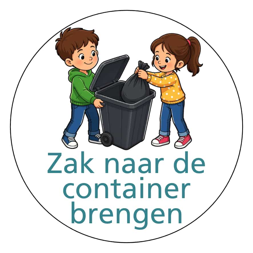 Magnetisch pictogram Zak naar de container brengen