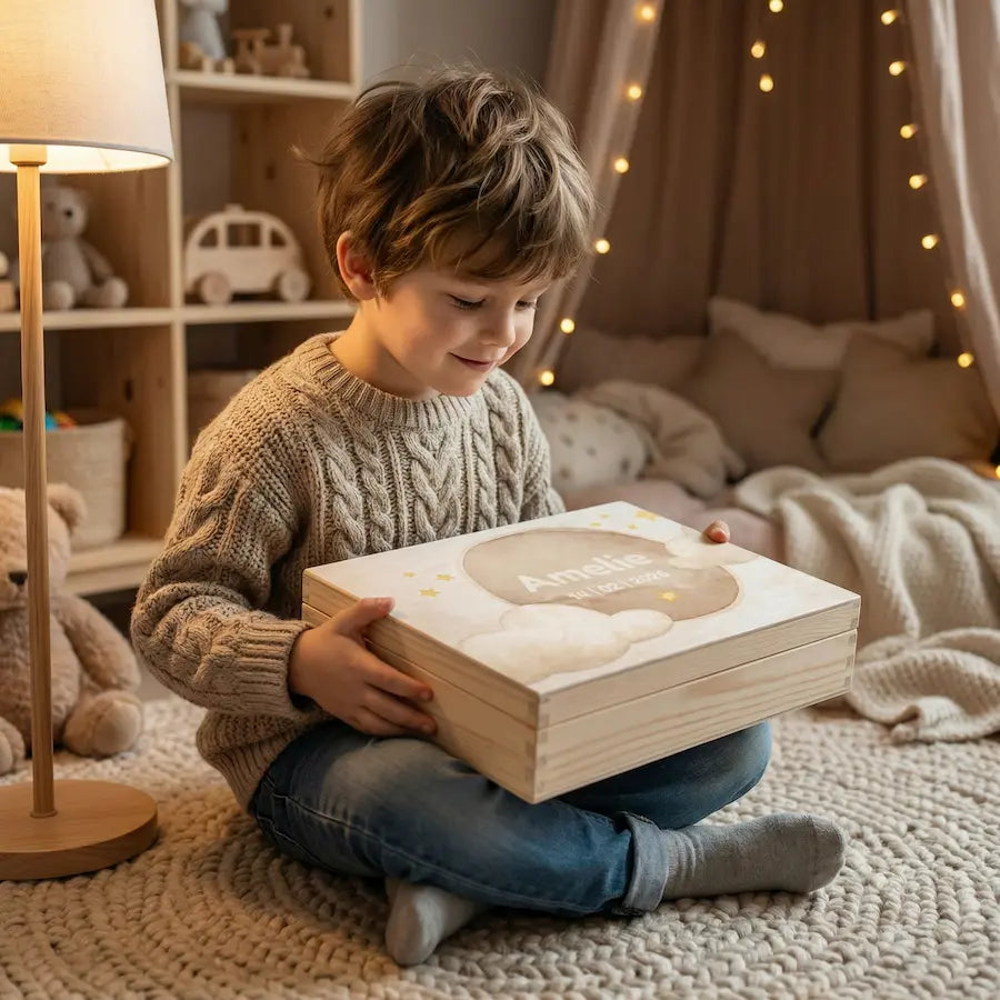 Bewaarbox groot met naam – Bewaar wat écht telt (Amelie)