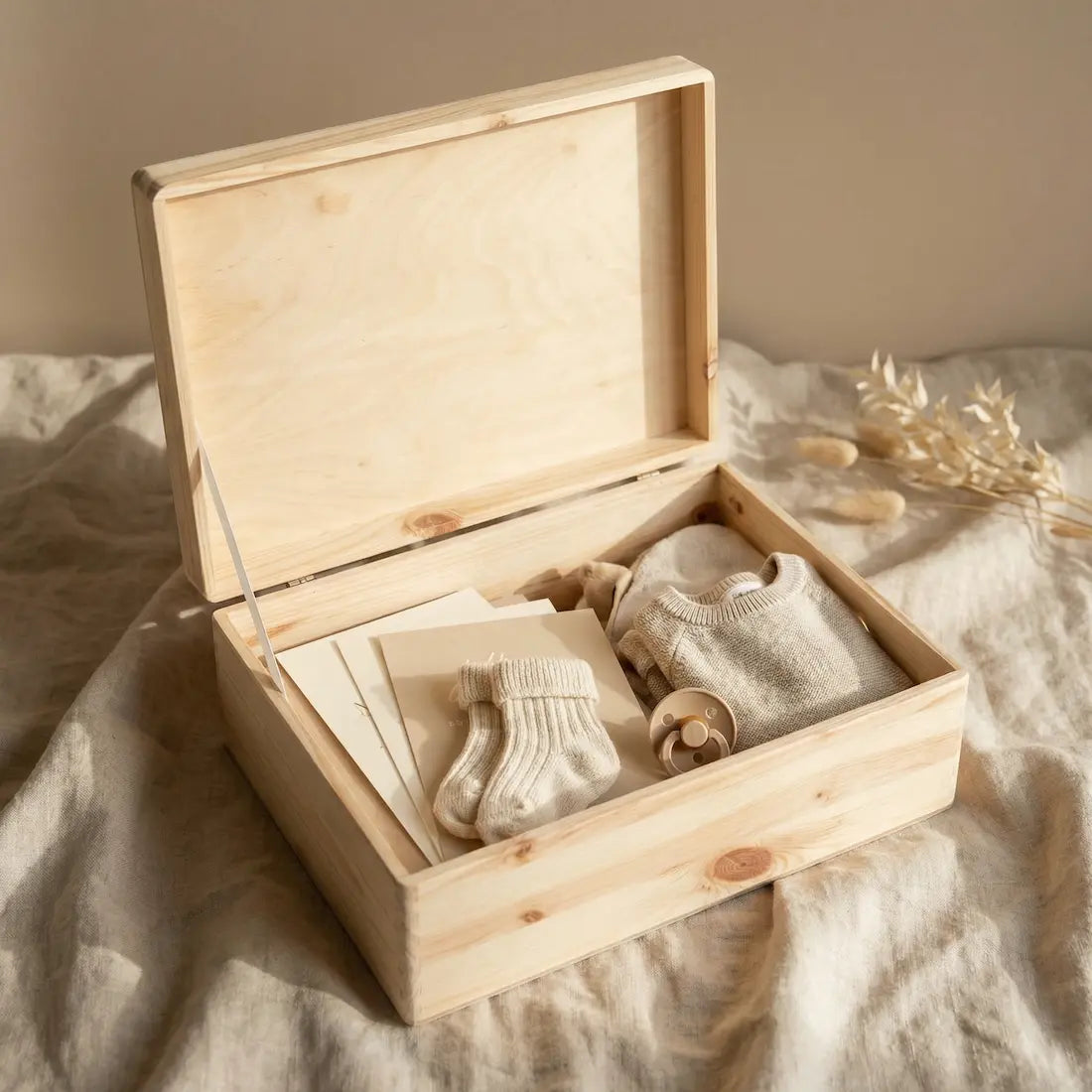 Geboorte bewaarbox met naam – Amelie | Wolk & sterren (Middel)