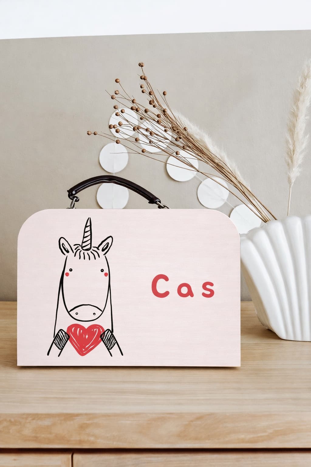 Koffertje Unicorn met eigen naam (Cas)