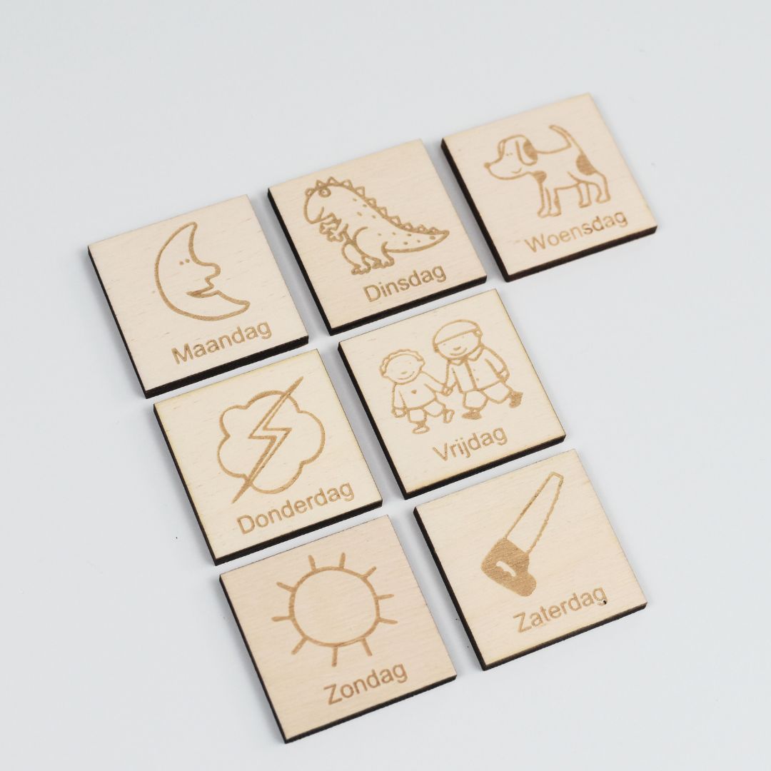 Dagen van de week pictogrammen met afbeelding