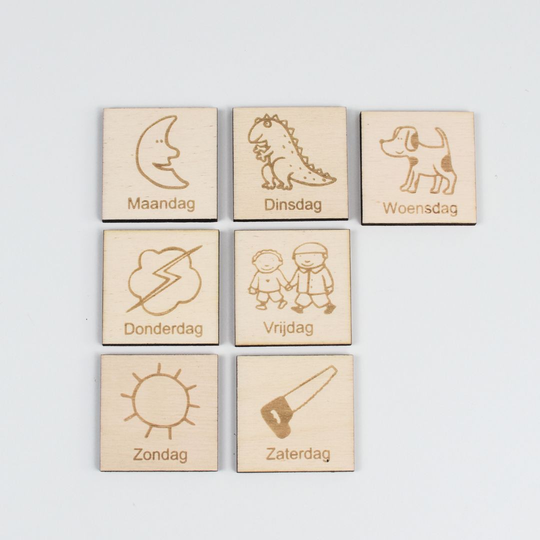 Dagen van de week pictogrammen met afbeelding