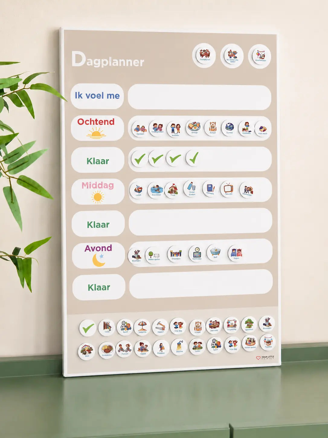 Dagplanner magneet voor kinderen zandkleur