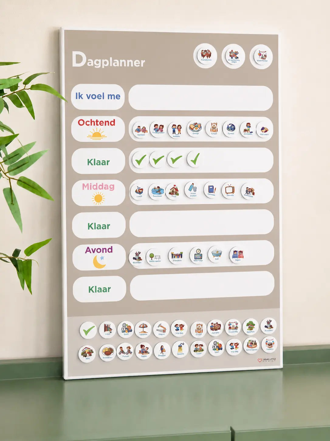 Magneet dagplanner voor kinderen taupe kleur