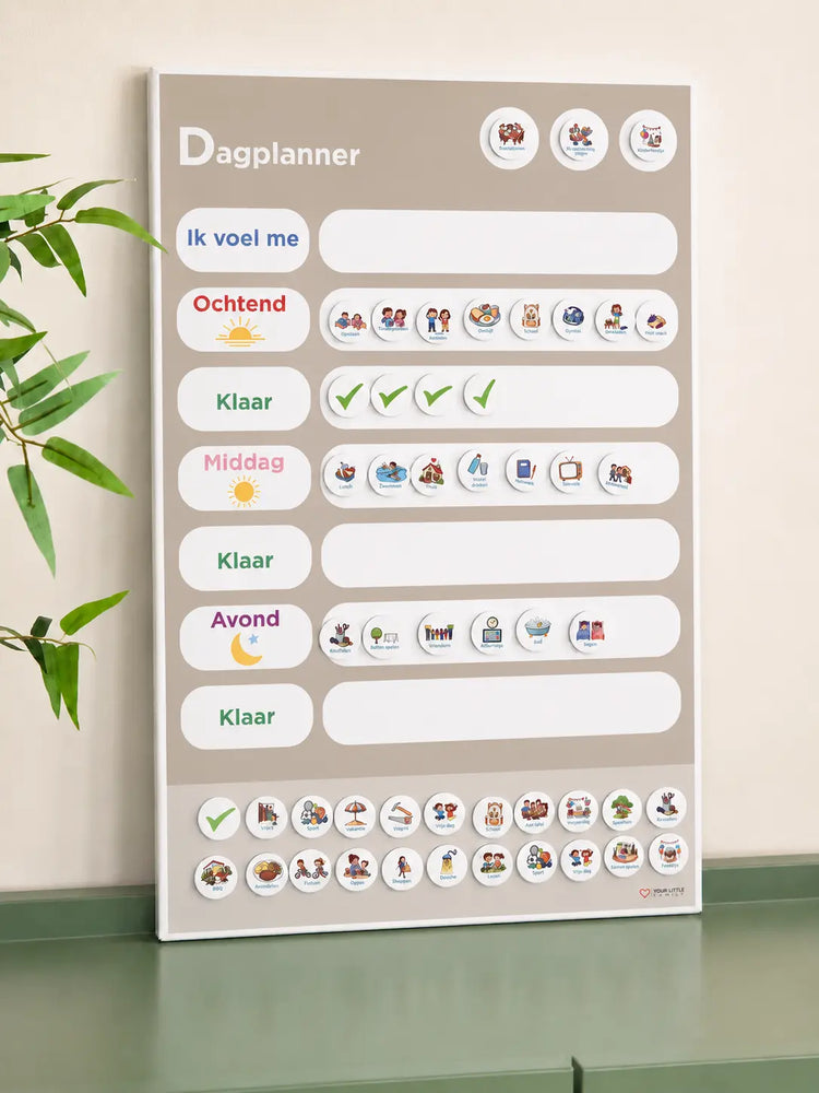 Magneet dagplanner voor kinderen taupe kleur