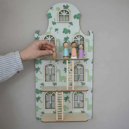 Houten wandpoppenhuis