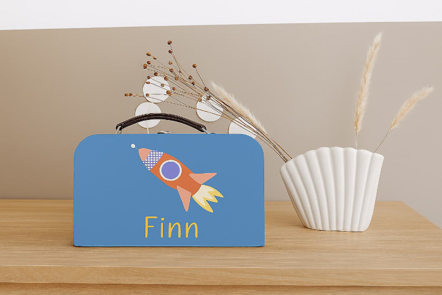 Koffertje Raket met eigen naam (Finn)