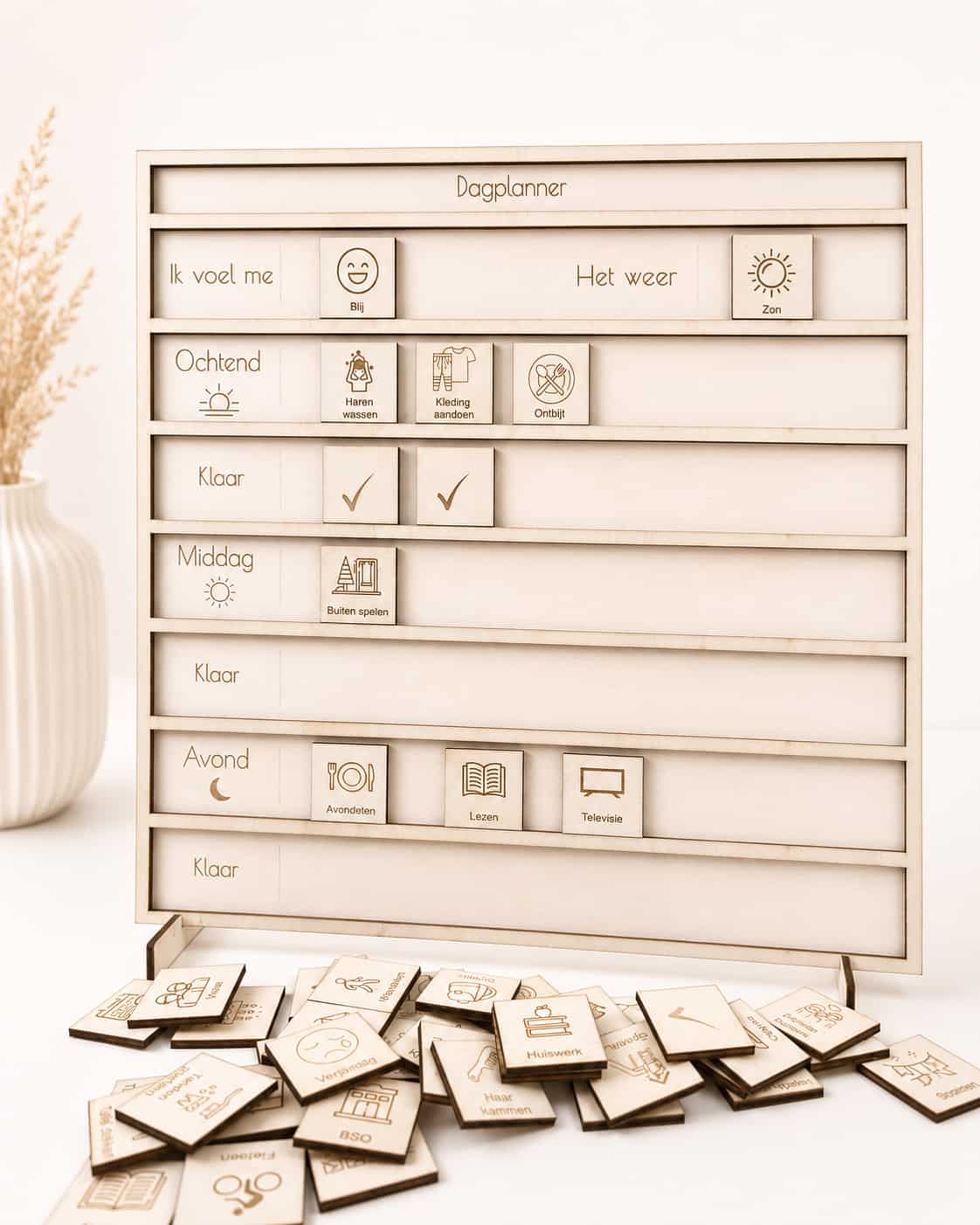 Dagplanner hout + 47 pictogrammen + extra