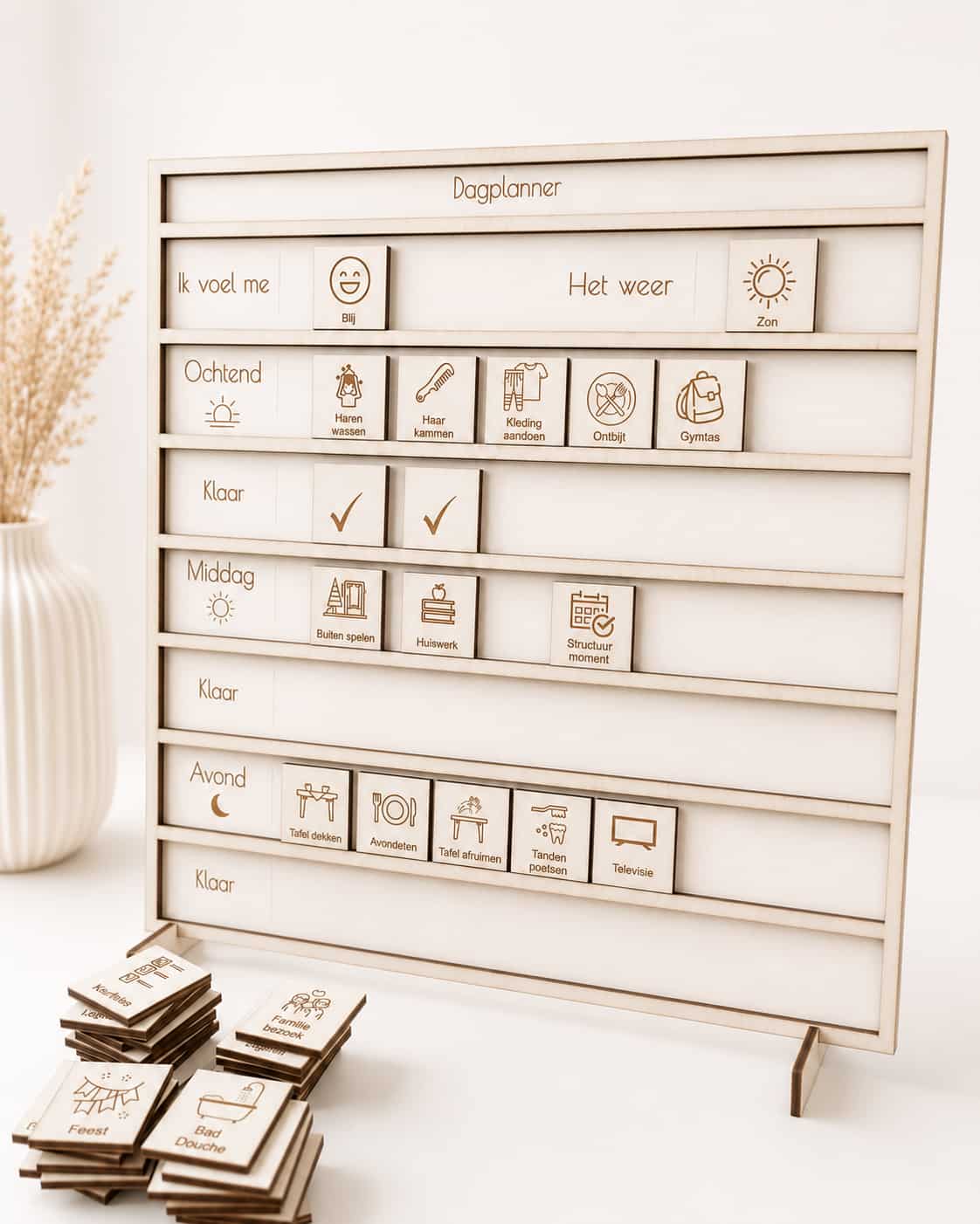 Dagplanner hout + 47 pictogrammen + extra
