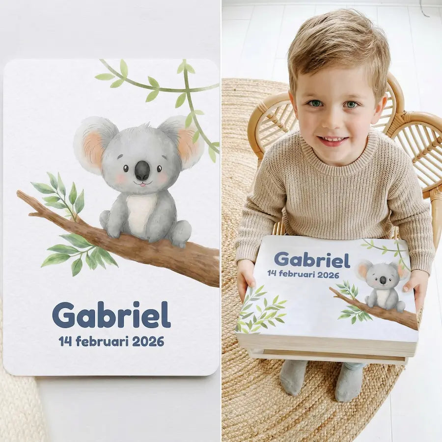 Bewaarbox groot met naam – gepersonaliseerd met geboortekaartje