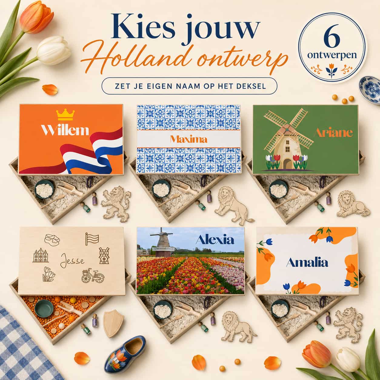 Houten speelbak met deksel Holland (verschillende speelbak ontwerpen)