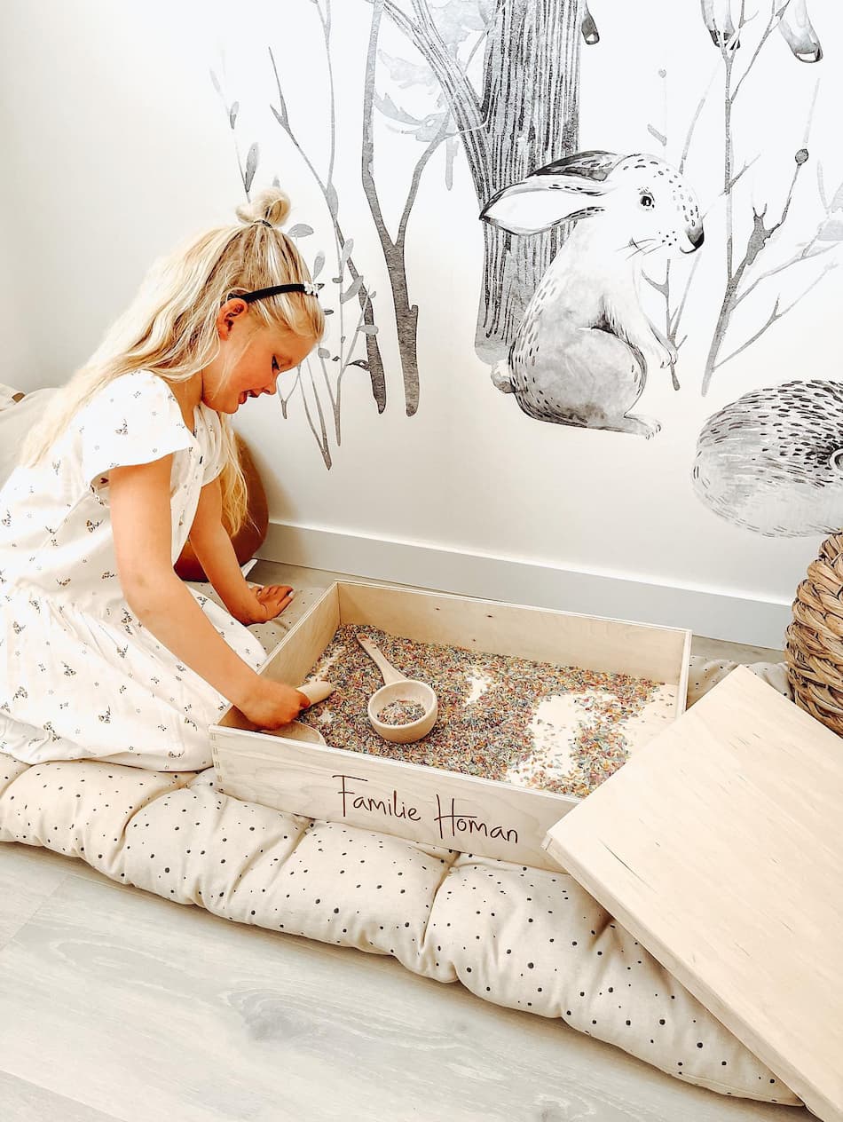 Houten speelbak met deksel (hout - natuur - personaliseren)