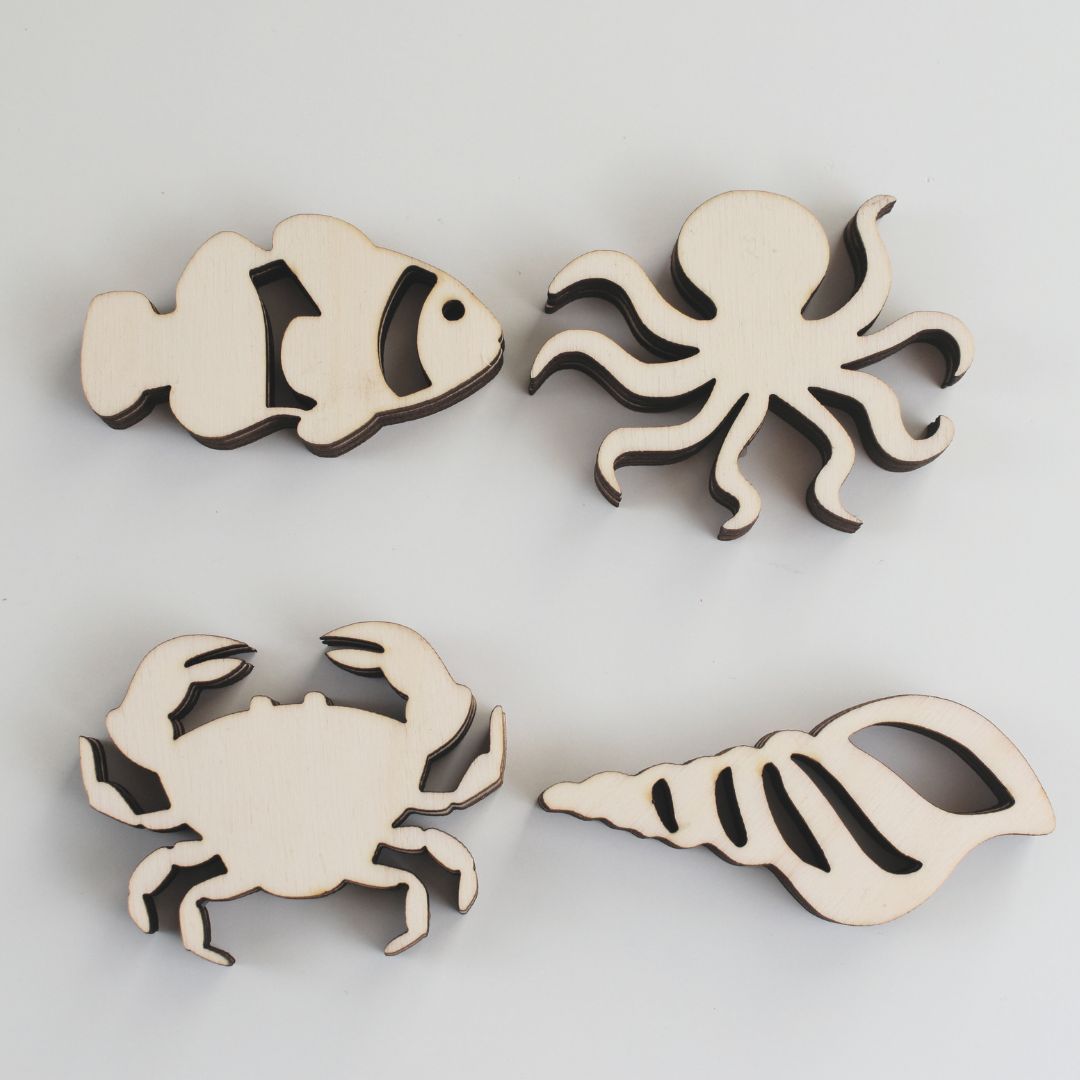 Houten oceaan dieren