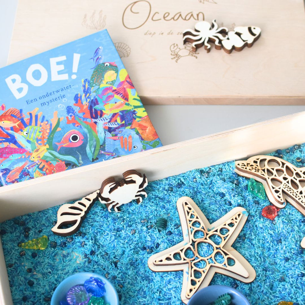 Houten speelbak met deksel (Froukje) Oceaan