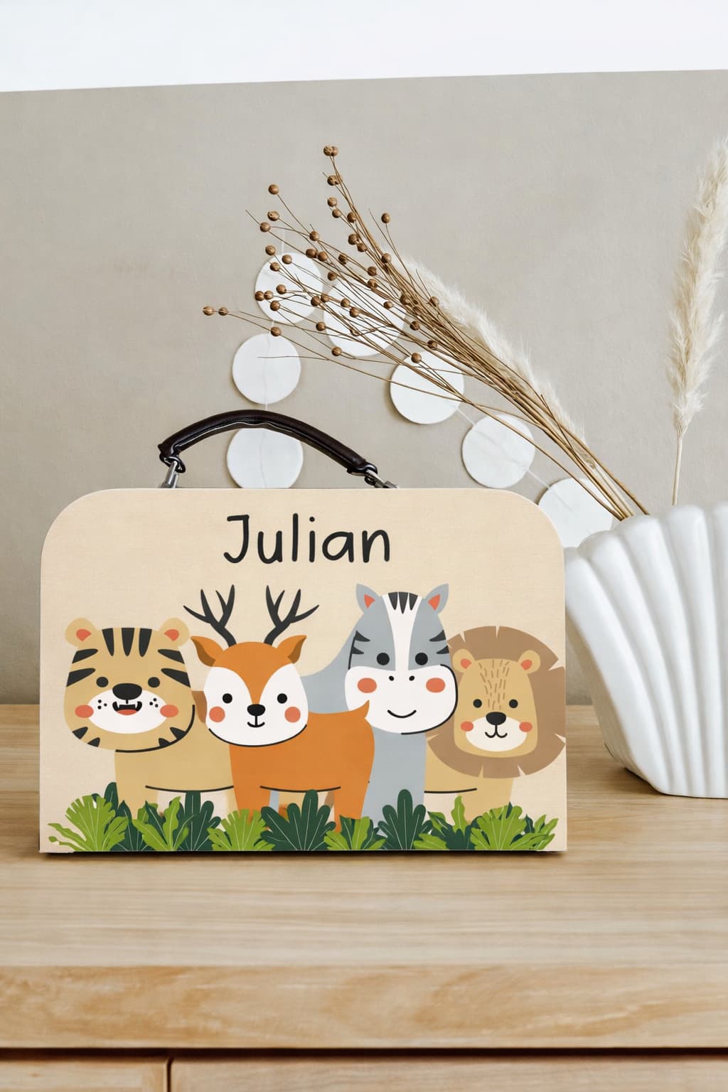 Koffertje dieren met eigen naam (Julian)