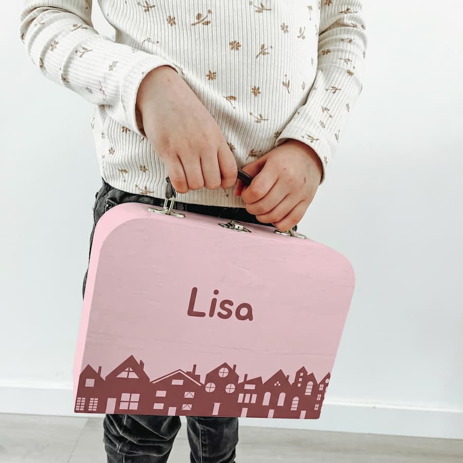 Koffertje Huizen met eigen naam (Lisa)