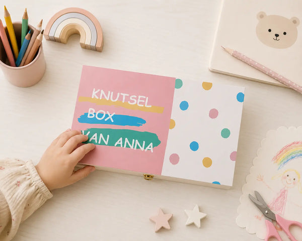 Knutselbox met naam – houten knutselkist vol creatieve materialen