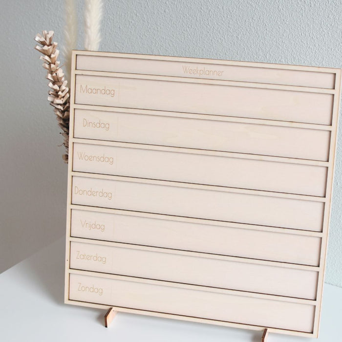 Lege houten weekplanner om zelf samen te stellen