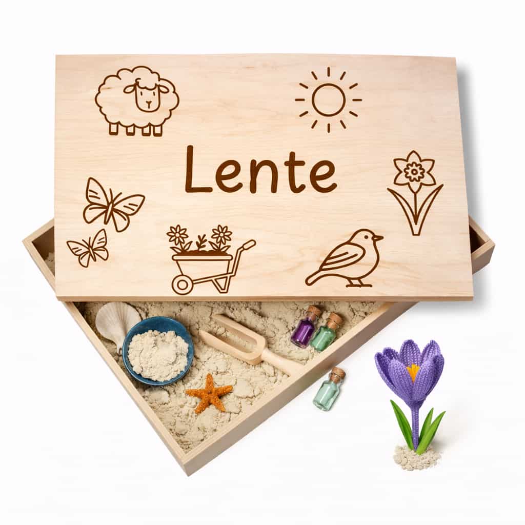 Houten speelbak met deksel Lente