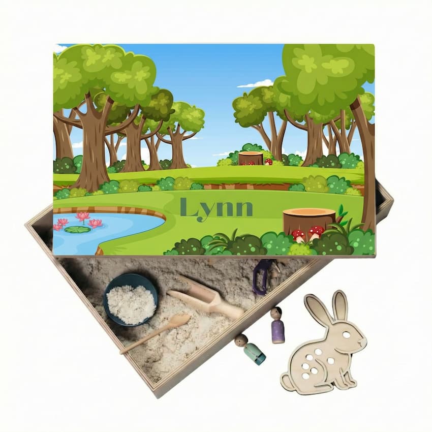 Houten speelbak met deksel Bomen (Lynn)