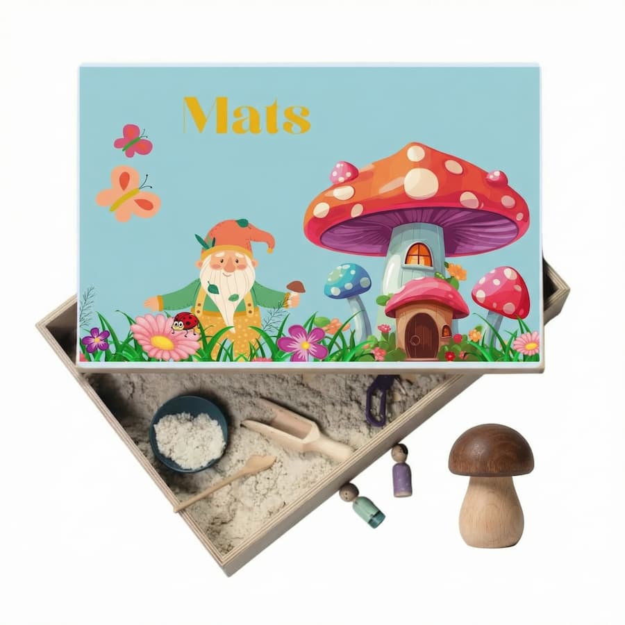 Houten speelbak met deksel Kabouter (Mats)