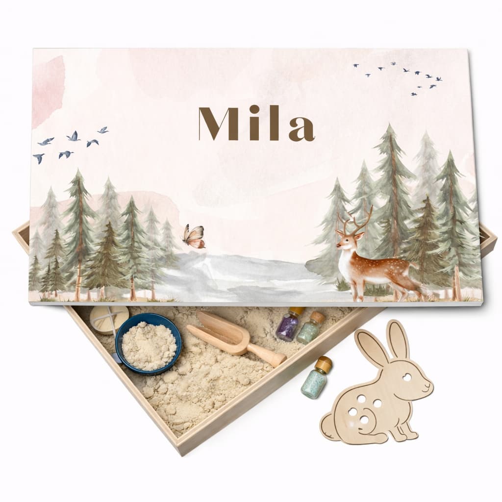 Houten speelbak met deksel dieren (Mila)