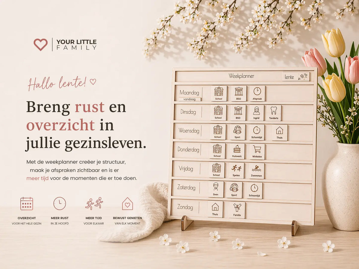 Houten weekplanner in lentesfeer van Your Little Family