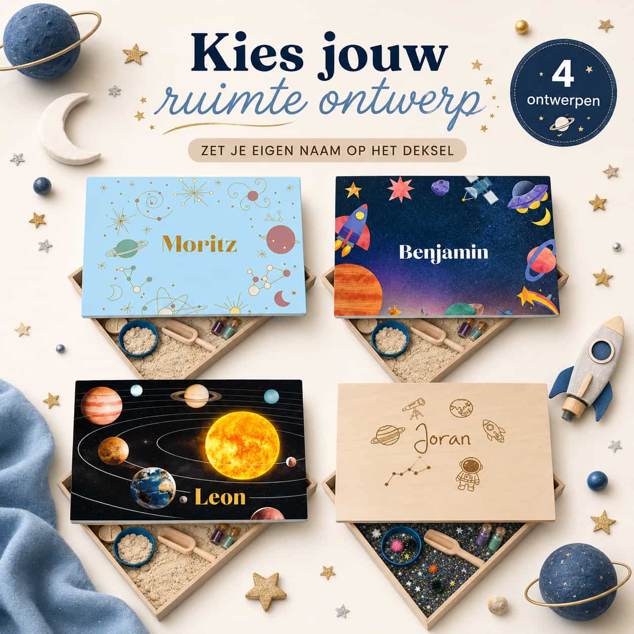 Houten Speelbak Ruimte – Naturel of Full Colour