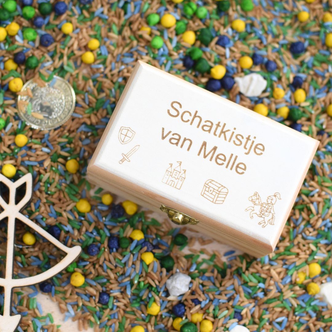 Houten Schatkistje – Ridder Thema (Gratis Gepersonaliseerd)