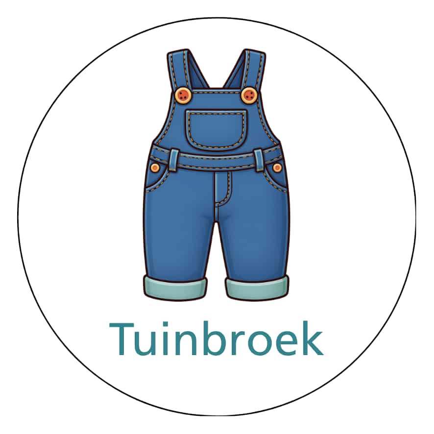 Magnetisch pictogram Tuinbroek aan en Tuinbroek uit