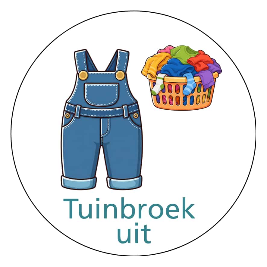 Magnetisch pictogram Tuinbroek aan en Tuinbroek uit