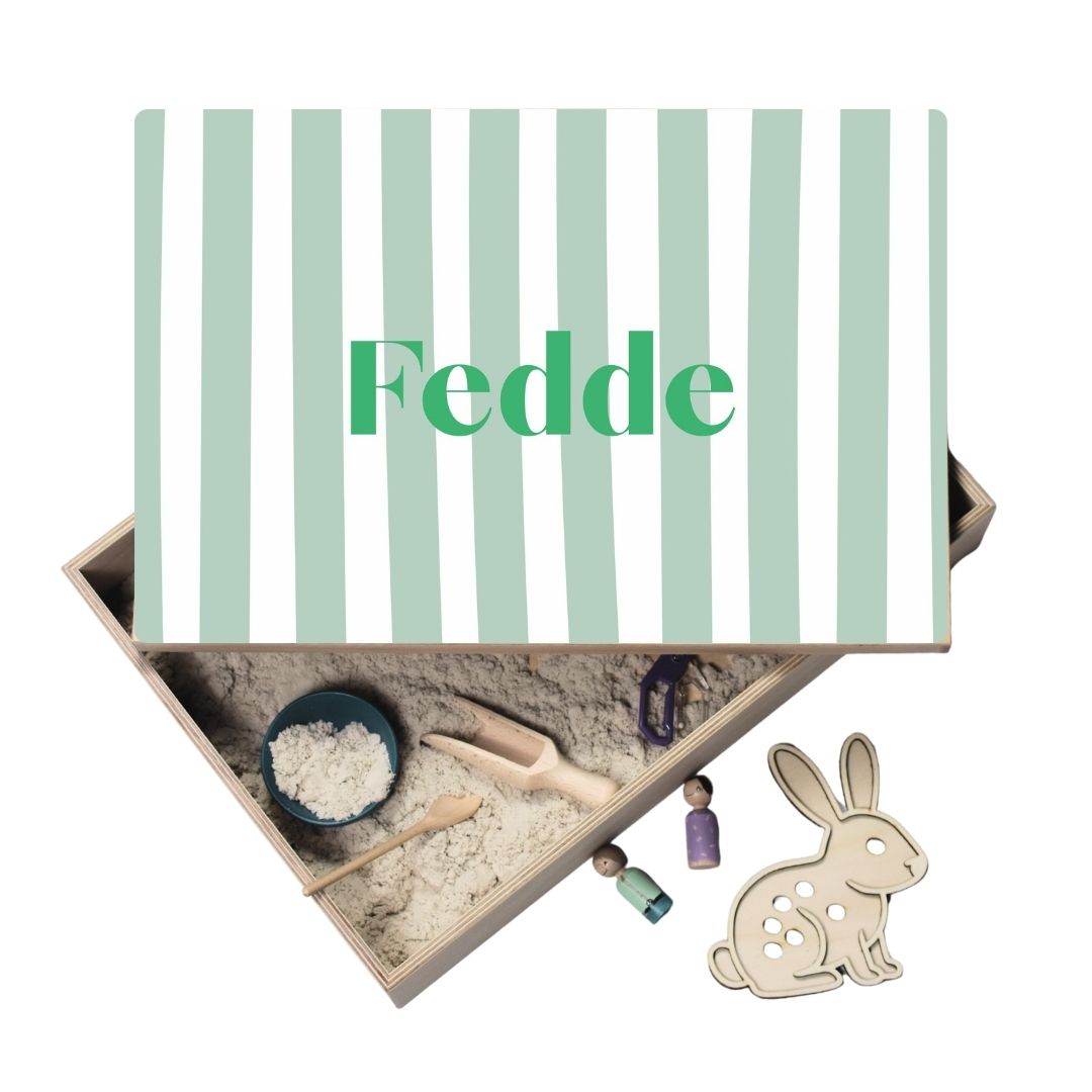 Houten speelbak met deksel strepen (Fedde)