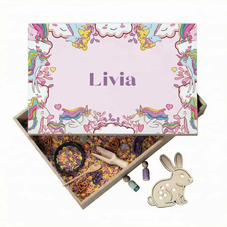Houten speelbak met deksel Unicorn (Livia)