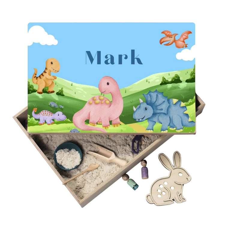 Houten speelbak met dino thema Mark