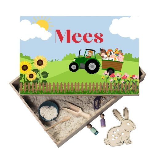 Houten speelbak met boerderij thema Mees