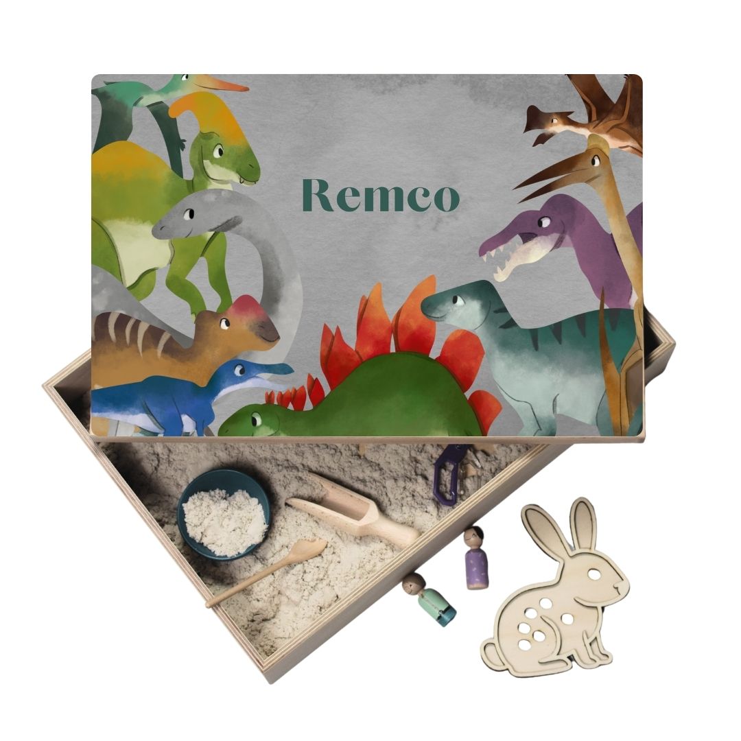 Houten speelbak met deksel Dino (Remco)