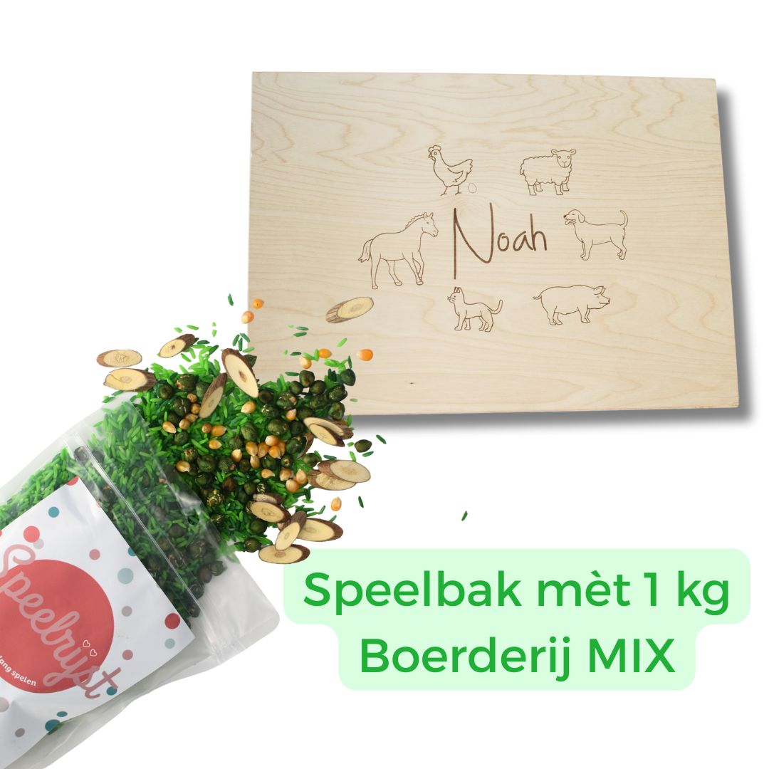 Houten Speelbak + 1 kg Boerderij Mix SETKorting