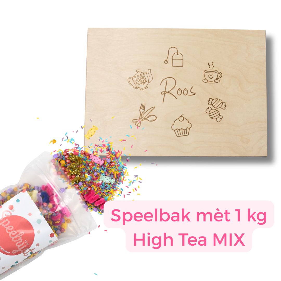 Houten Speelbak + 1 kg high tea Mix SET Korting