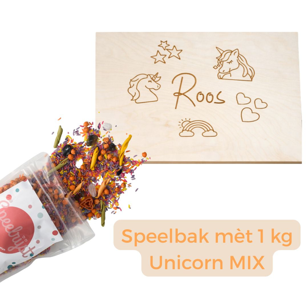 Houten Speelbak + Unicorn Mix (1 kilo) SETkorting