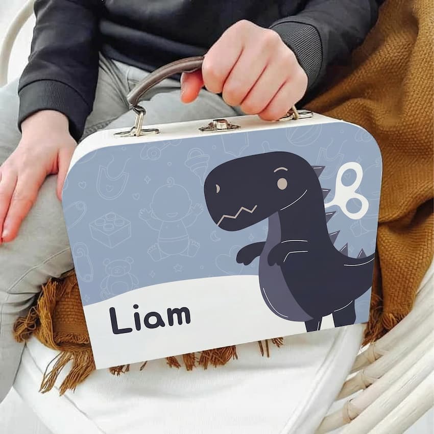 Koffertje dino met eigen naam (Liam)