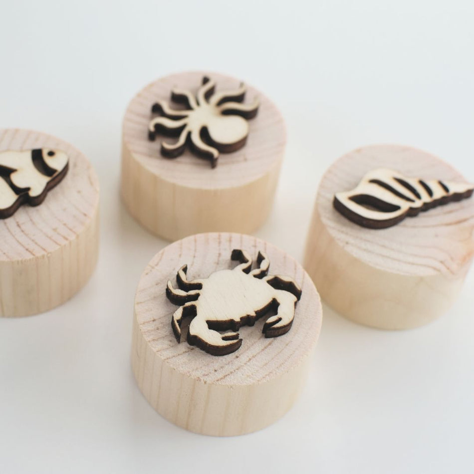 Houten oceaan stempels