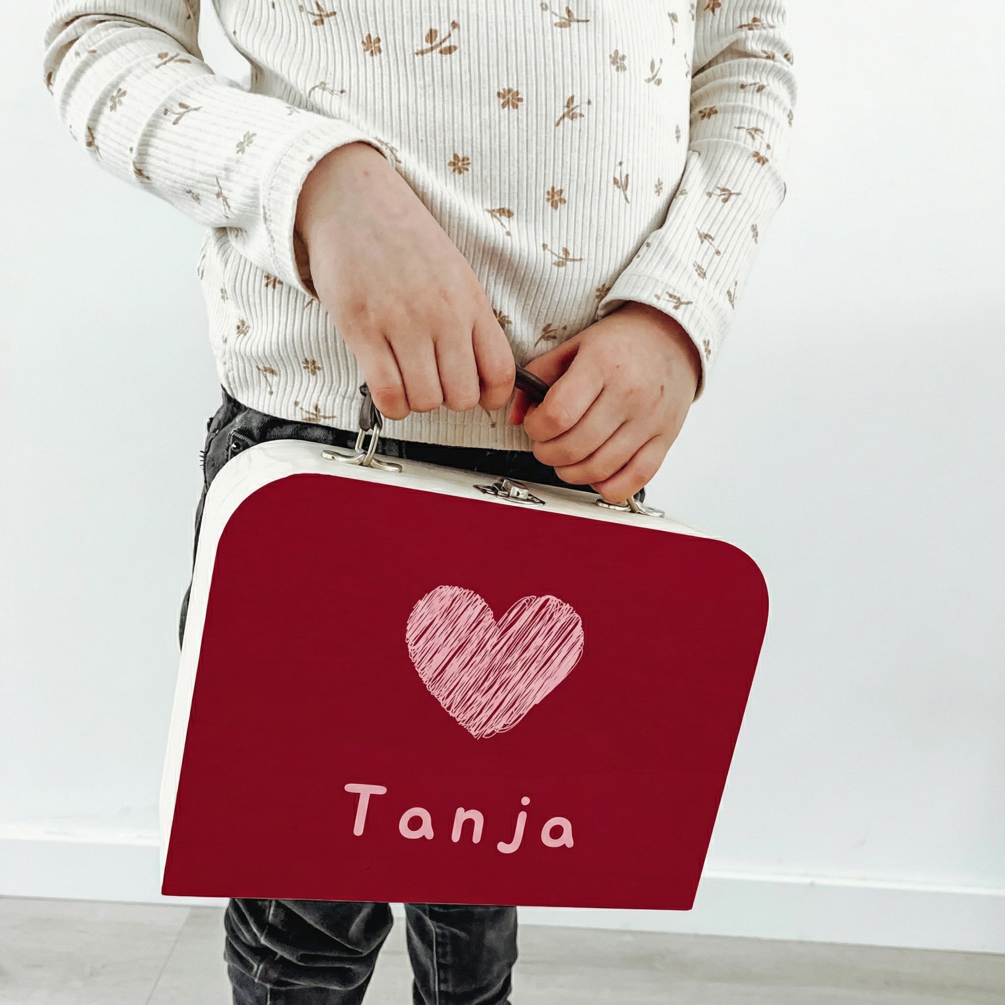 Koffertje hartje met eigen naam (Tanja)