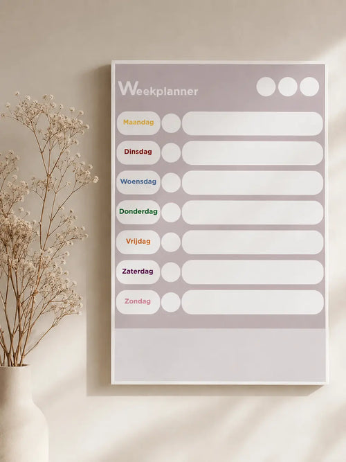 Lege magnetische weekplanner in taupe