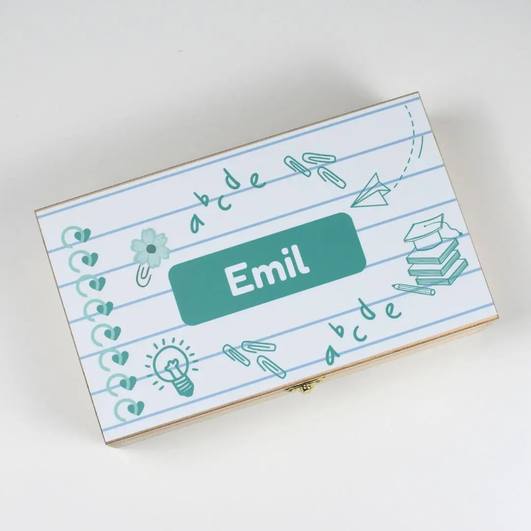Houten Tekendoos met Naam (gratis) – School Design Groen (ABC & Leren)