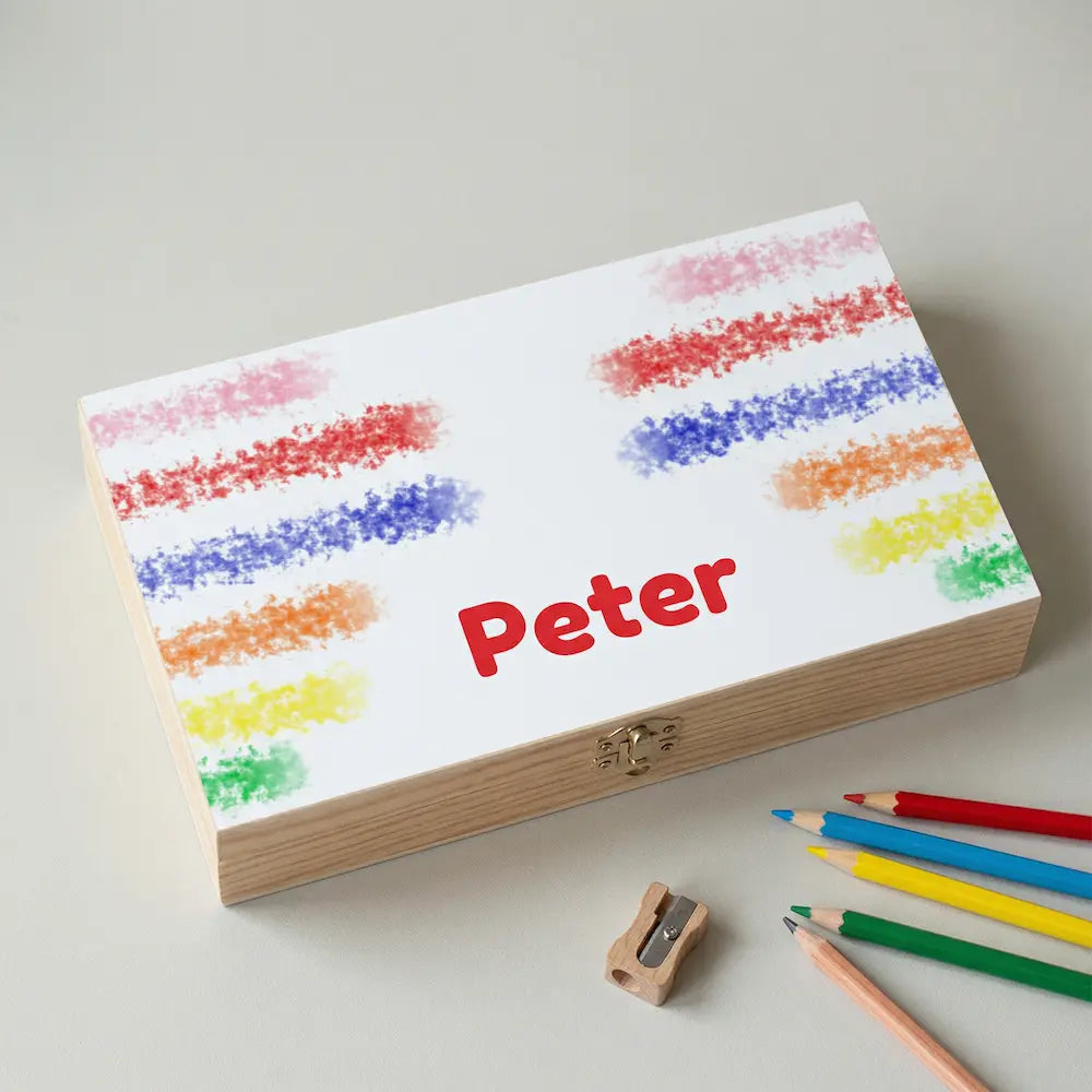 Houten tekendoos met naam (gratis) – ideaal als persoonlijk cadeau